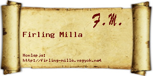 Firling Milla névjegykártya